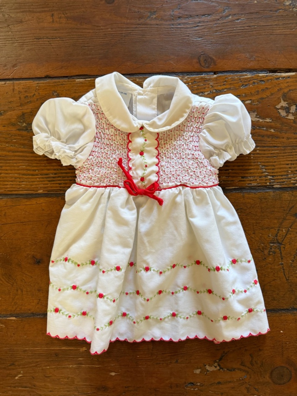 VTG Polly Flinders White & Red Babydoll Dress
